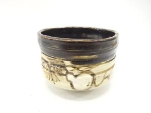 三峰園造　黒織部　茶碗